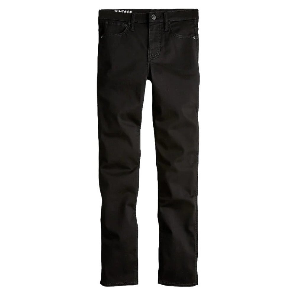 J. Crew 9" mid rise vintage slim straight jeans BB767 Stay Black wash